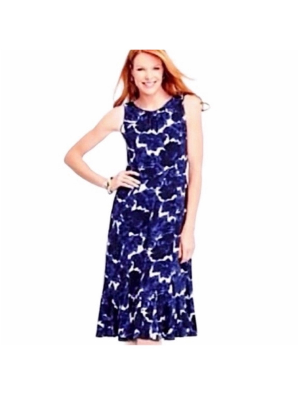 Talbots Navy and White Sleeveless Maxi Dress Size 4